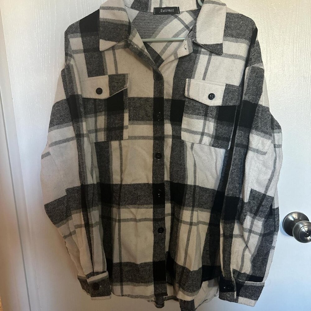 Black And White Plaid Shacket